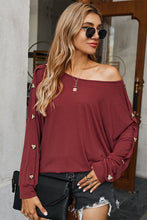 Load image into Gallery viewer, One Shoulder Button Long Sleeve Top
