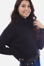 Load image into Gallery viewer, Solid Cable Trim Crop Sweater
